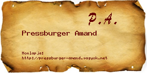 Pressburger Amand névjegykártya